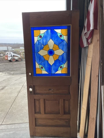 An 667 antique stained glass entrance door 32 x 79.25 x 1 3/8 Cover