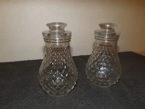 Lot 2 Vintage 30er Jahre Klarglas Gläser, gerippter Rand Glasstopfen Hobnail Diamant P - Bild 1 von 3
