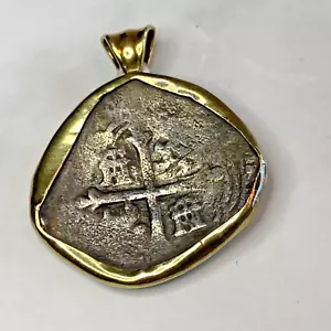 Moneda Pirata 14KT Tesoro Española Pieza de Ocho PERSONALIZADA Auténtica GVT2E-Z - Imagen 1 de 5