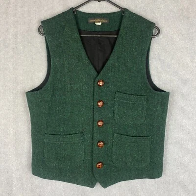 Bob Dong Vest Mens 38 (Small) Dark Green Wool Worsted Overall NFG & CO - Image 1 of 4