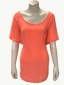 Absolute Angel New York Coral Sheer Blouse Medium Trendy Stylish Clothing - Picture 1 of 6