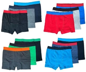 Kids Boys Cotton Hyfresh Plain Boxer Shorts Brief Trunks Contrast Band Pack of 3 - Picture 1 of 1