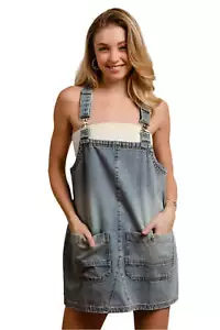 BiBi Washed Adjustable Strap Denim Overall Dress - Picture 1 of 10