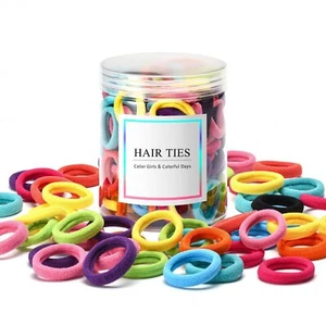 100 Pcs Multicolor Baby Hair Ties Seamless Cotton Toddler Hair Ties for Girls - Picture 1 of 7