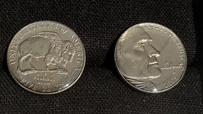 Gemelos moneda bisel níquel búfalo centavo negro cuarenta Foto 1 de 4