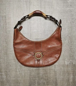 Borsa da sella vintage unica nel suo genere FRYE manico in legno pelle - Foto 1 di 13