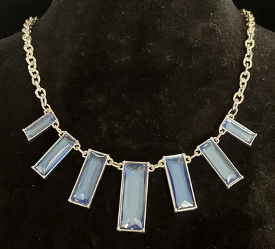 Collar de panel de cristal azul sintético de 18 pulgadas  Foto 1 de 2