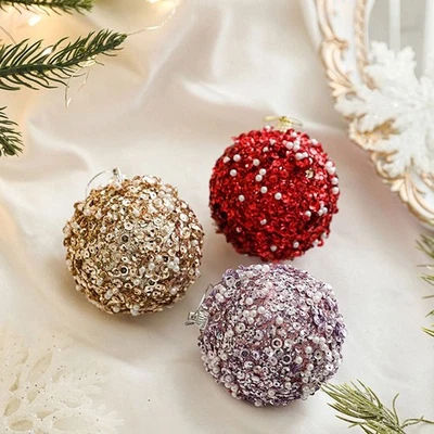 8cm Christmas Hanging Balls Christmas Tree Ornaments  Holiday Party Decor - Image 1 of 4