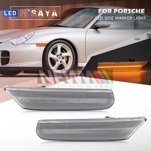 Sequential Clear LED Bumper Side Marker Lights for 1997-2004 Porsche 911 996 986 - Picture 1 of 11
