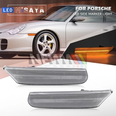 Sequential Clear LED Bumper Side Marker Lights for 1997-2004 Porsche 911 996 986 - Image 1 of 4
