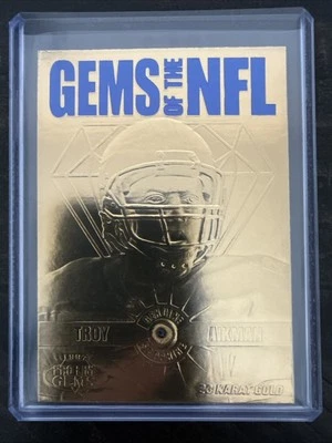 1997 Pro Line Gems TROY AIKMAN 23 KT Gold Real Sapphire Card NFL HOF Cowboys - Image 1 of 4