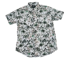 Rodd & Gunn Mens L Sabre Peak Shirt White Leaf Print Cotton - Picture 1 of 6