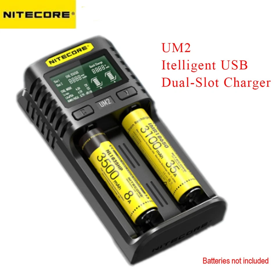 Nitecore UM2 2-Solt Digital Battery Charger for IMR/Li-ion/LiFePO4/Ni-MH/Ni-Cd - Image 1 of 4
