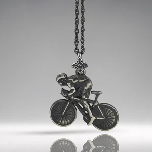 Cycling Pendant – Vintage Style 925 Silver Sports Jewelry Necklace for Cyclists - Picture 1 of 14