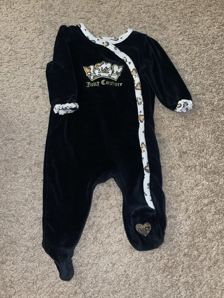Black Velvet Juicy Couture Baby Pajamas - Image 1 of 3