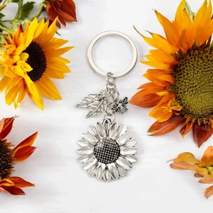 Schlüsselanhänger Sonnenblume versilbert - Bild 1 von 4