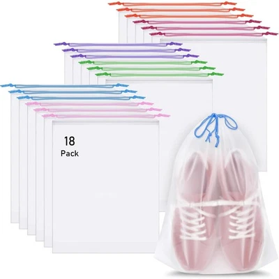 18 Pack Shoe Bags for Travel, 15.7" x 11.8" Clear Travel Shoe Bags for Packin... - Image 1 of 4
