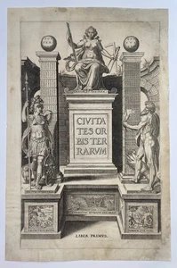 FRONTISPIECE 1575 BRAUN & HOGENBERG LARGE ANTIQUE TITLE PAGE 16TH CENTURY - Picture 1 of 3