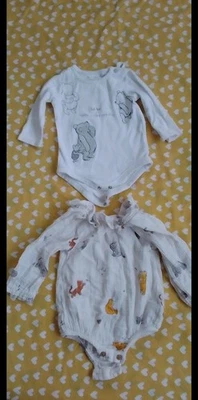 Bundle Of Two Winnie The Pooh Tops Vests Romper M&S & Tu 3-6 Months Baby Girl - Image 1 of 4