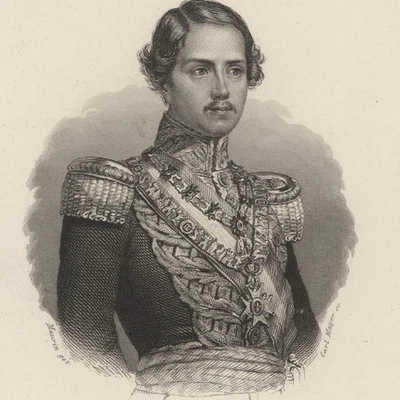 Porträt Franz König Spanien Carl Mayer Original Stahlstich um 1850 - Bild 1 von 3