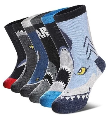 Calcetines de senderismo de lana merino para niños niñas niños pequeños 4-7 años 6 pares tiburón Foto 1 de 4