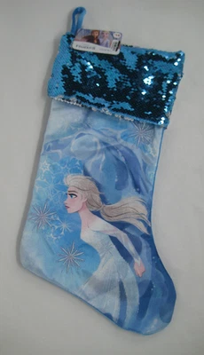 Medias de Navidad Disney Frozen II Elsa & Nokk 18" brazalete de lentejuelas abatibles copos de nieve Foto 1 de 4