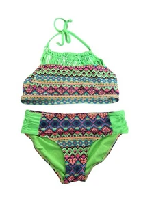 Justice for Girls Swimsuit Size 14 Bikini 2 pcSwim Set Neon Southwest Print *T1 - Picture 1 of 6