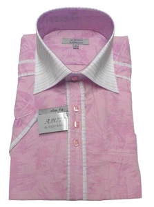 Chemisette AJJ777 Enzo Nucci violet taille 39 40 M HOMME chemise slim fit NEUF - Picture 1 of 2