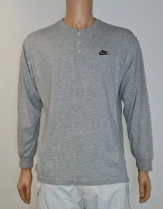 Vintage 1990s Nike Long Sleeve T Shirt Size Medium Grandad Collar - Picture 1 of 11
