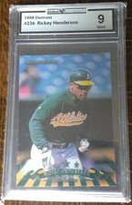 1998 Rickey Henderson Graded Mint 9. Oakland A's, Donruss #236. Hall of Famer.