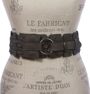 3" (75 mm) Wide High Waist Fashion Ring Fold Braided Stretch Belt - Picture 1 of 30