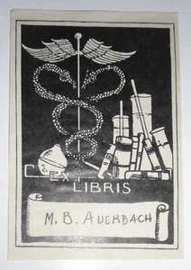 M. B. Auerbach, Ex Libris Bookplate - Picture 1 of 2