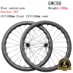 700C Road Gravel Bike Carbon Wheelset Tubeless Clincher 50x28mm Center Lock Hub - Picture 1 of 18