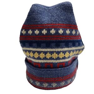 Vtg  Wigwam Mills 100% Virgin Wool Ski Beanie Hat Cap Striped Aztec Southwest