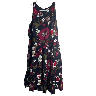 Vestido polar rojo Brooks Brothers para mujer 10 azul marino ajuste floral acampanado sin mangas Foto 1 de 4