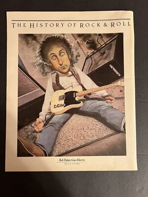 Antiga revista Rolling Stone dos anos 1990, Bob Dylan vai arte pop elétrica, por C.F. Payne - Imagem 1 de 3