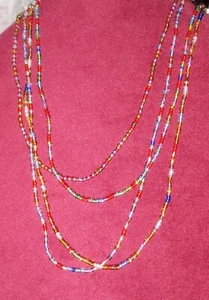 Retro Love Beads Hippie Boho Festival 4 Hilos Cuerdos a Mano Sin Usar 33" a 37" - Imagen 1 de 7