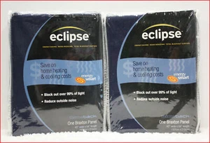 2 PANEL - Eclipse BRAXTON Drapes Curtains BLACKOUT Panel 84" Long Admiral Blue - Picture 1 of 10