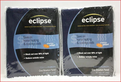 2 PANEL - Eclipse BRAXTON Drapes Curtains BLACKOUT Panel 84" Long Admiral Blue - Image 1 of 4