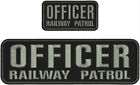 OFFICER Railway Patrol embroidery patches 3x10 and 2x4 hook on back grey