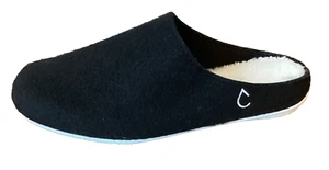 NWT Clearwaters Comfort Mule Felt Slipper Rubber Sole in Black RECYCLED PLASTIC - Picture 1 of 7