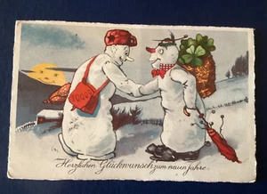 Postcard Christmas Snowman Snowmen Greeting BR Beger & Röckel German C34 - Picture 1 of 2