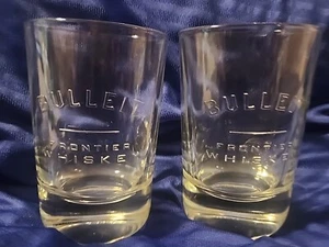 Bulleit Frontier Whiskey Glasses Set o 2 Oval Heavy Logo Embossed made in ITALY - Picture 1 of 6