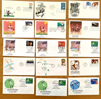 US First Day Covers FDC All Olympic Theme Lot of 15 Starter Lot Various Cachets' - Image 1 of 4