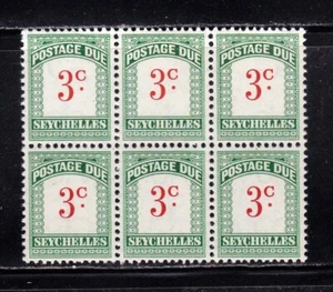 Seychelles stamp #J10, MNH OG, block of 6 - Picture 1 of 1