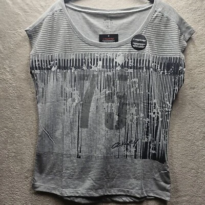 Camiseta Oakley Mujer XS Gris Setenta Cinco Fuera del Hombro Camiseta Y2K Grunge Retro Foto 1 de 4