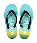 Hurley Flip-Flops  Men's Size 9  NWOT Sandal  Black w Turquoise Striped Footbed