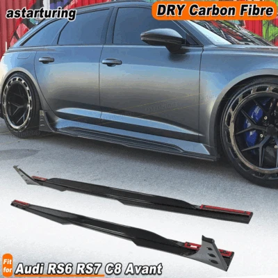 Alerón labial de extensión de faldón lateral de carbono seco para Audi RS6 RS7 C8 Avant Wagon 19+  Foto 1 de 4