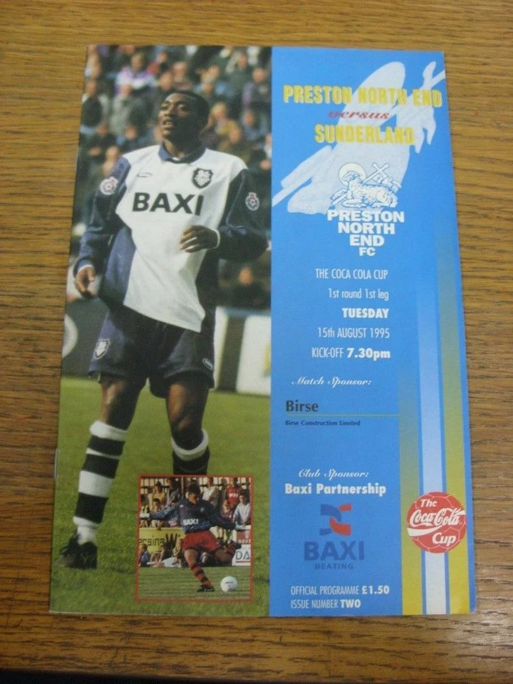 15/08/1995 Preston North End v Sunderland [Football League Cup] . All UK orders - Image 1 of 1
