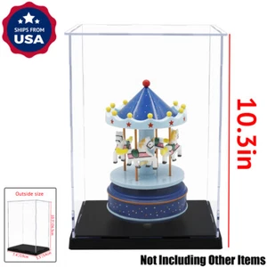Vitrina de acrílico transparente de plexiglás de EE. UU. Caja de 10,3 pulgadas H Base de plástico Figura a prueba de polvo - Imagen 1 de 12